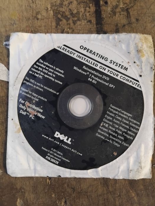 Płyta Dell Windows 7 Professional SP1 na płycie key 32- bit 64-bit