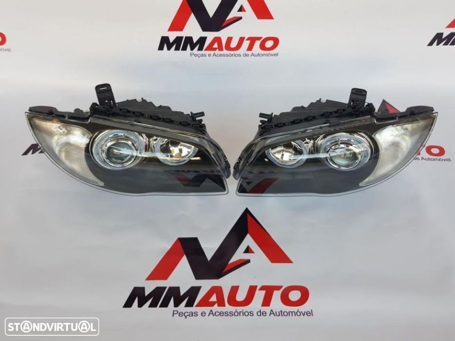 Faróis Angel Eyes BMW Série 1 Fundo Preto