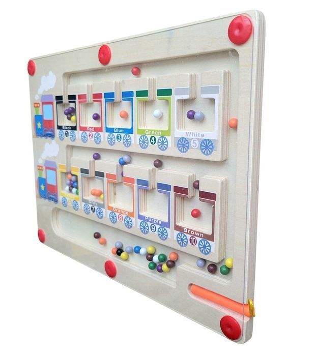 Nowa drewniana zabawka magnetyczna labirynt układanie kolorów #203