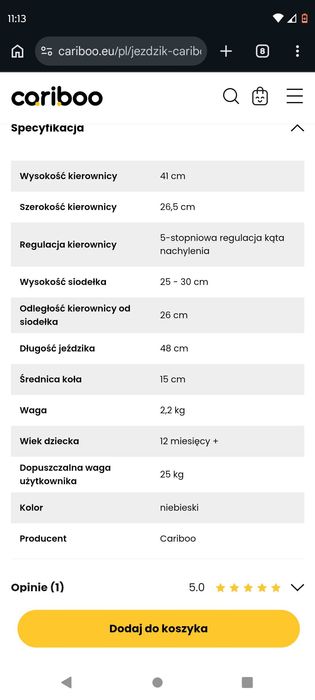 Rowerek biegowy Cariboo