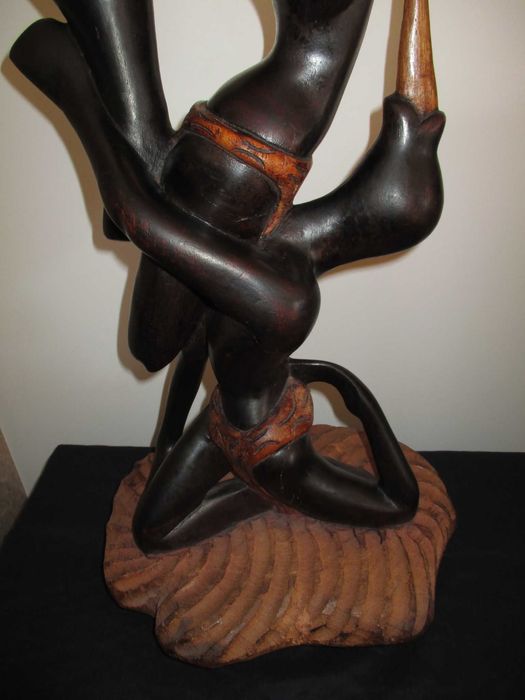 Escultura Artesanato Tribal Arte Africana Madeira Maciça 80 cm