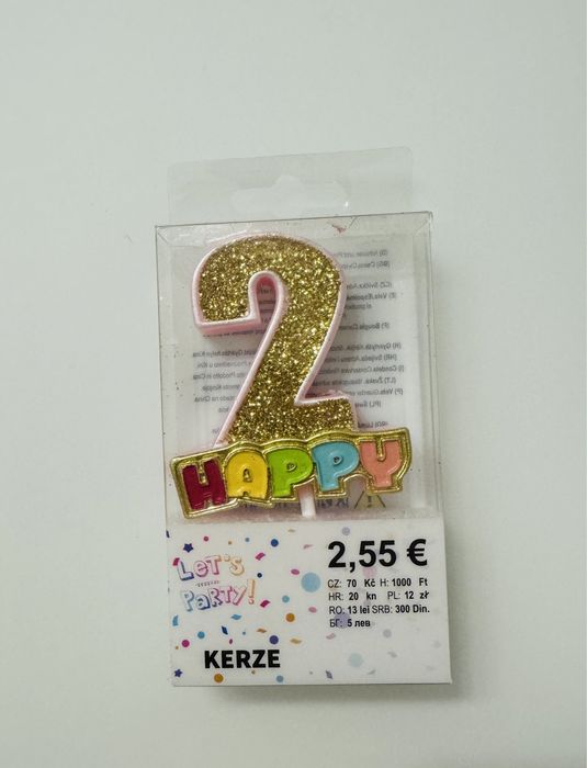 Свічка двійка Happy