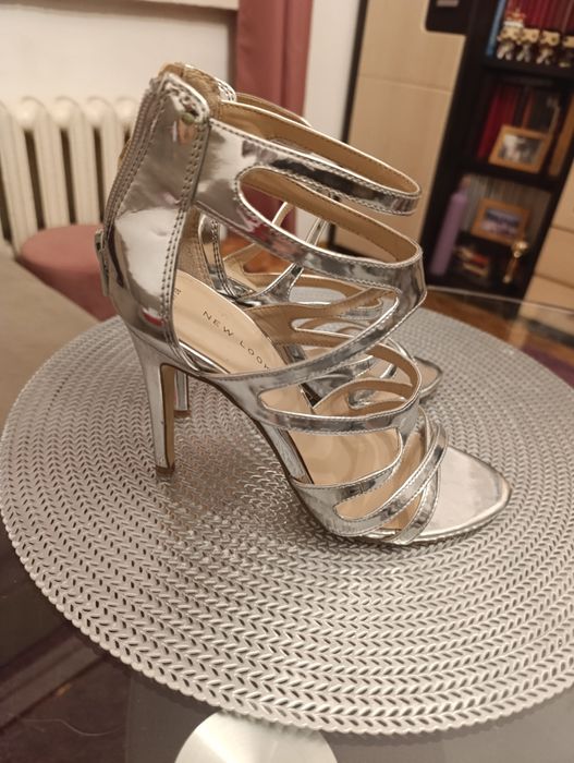 Piękne srebrne szpilki sylwester wesele 38/5