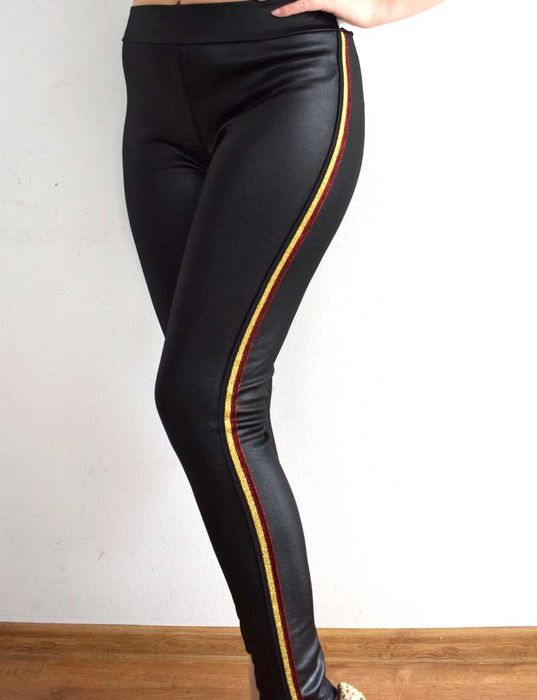 Leginsy woskowane wysoki stan xl xxl 42 - 44 czarne grube spodnie