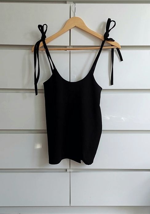 Czarna spódniczka mini w stylu ogrodniczki dungaree skirt wiązana S