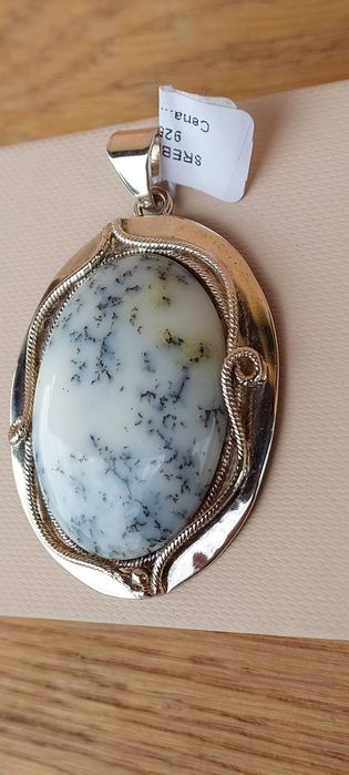 Zawieszka srebro 925 z agatem dendrydowym