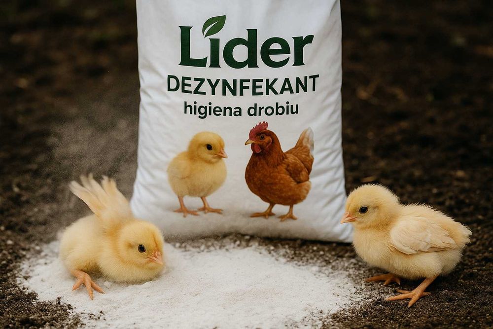Dezynfekant dla kur, posypka poprawiająca zdrowie kur i osuszająca