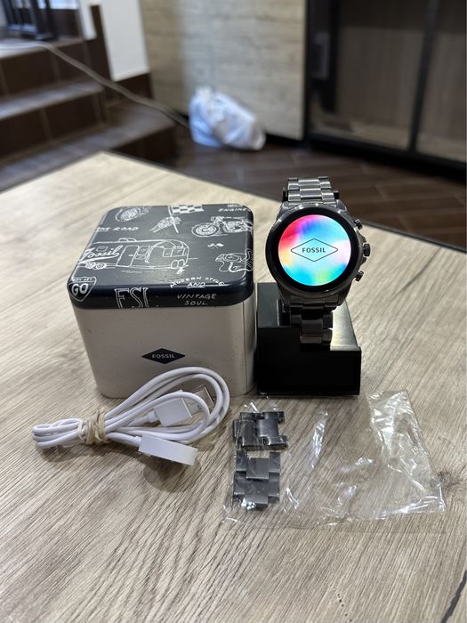 Смарт-годинник Fossil Gen 6 44mm Smoke Stainless Steel ЯК НОВИЙ 150$