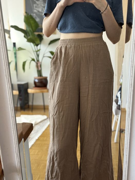 Reserved boho spodnie brązowe czekoladowe luźne s
