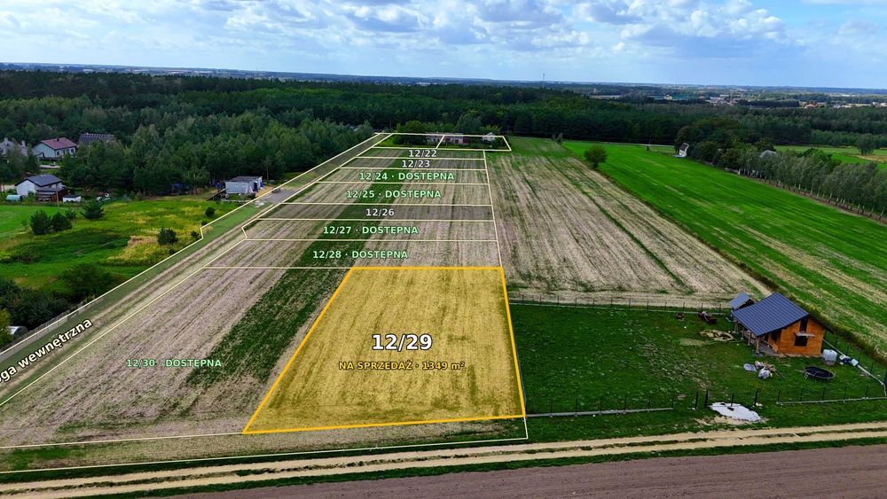 Działka budowlana 1349 m² z MPZP, przy lesie, S7 – Załuski