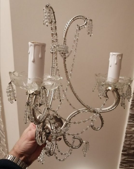 Kinkiet retro, lampa srebrna