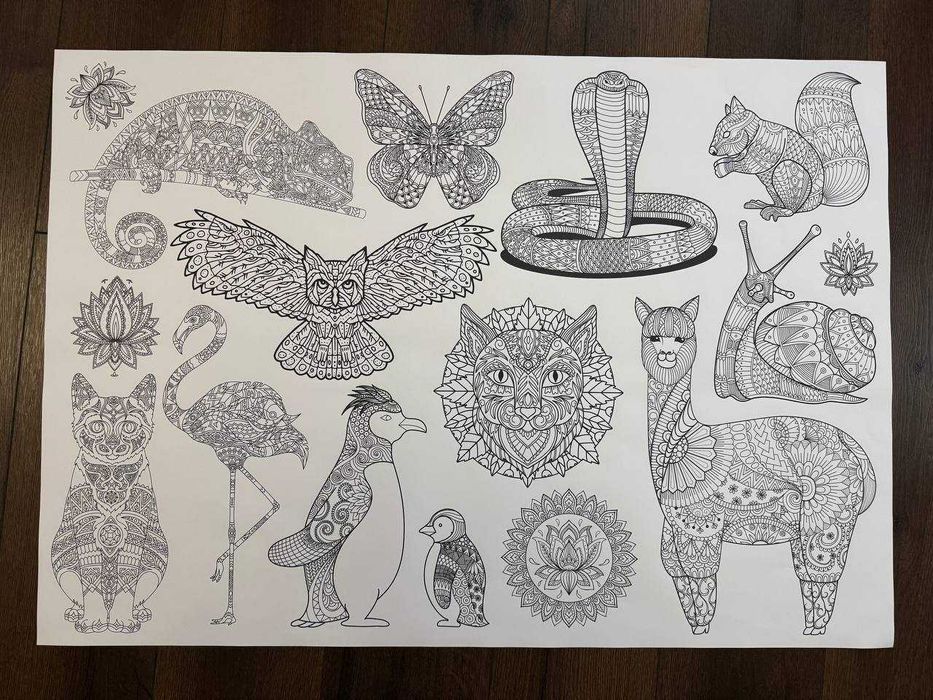 Велика розмальовка 70х100см Постер Антистрес іграшка Для творчості