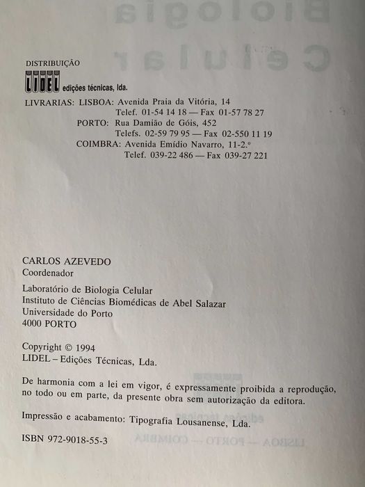 Biologia Celular, de Carlos Azevedo