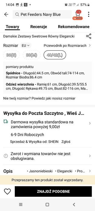 Piękny 3 częściowy zestaw  Shein Dzianinowy l/xl