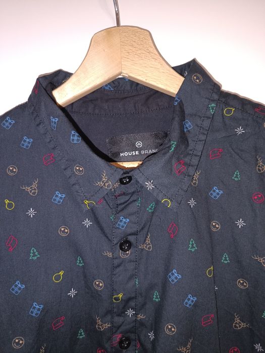 Koszula ze świątecznym motywem czarna HOUSE