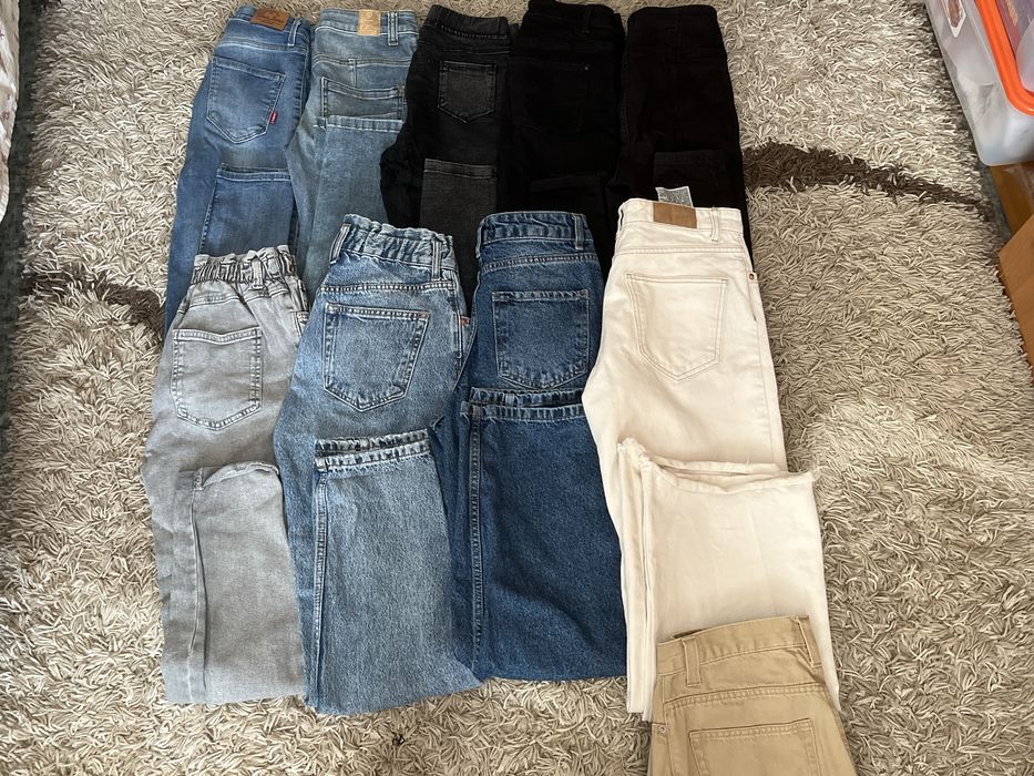 білі кльош джинси з високою посадкою