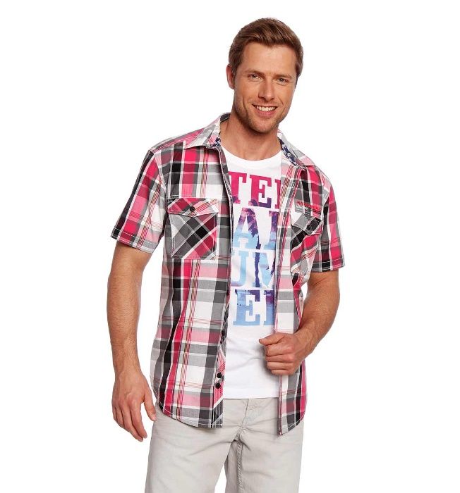 C&A koszula krata + T-shirt /slim fit/neon/ cropp Fajna na LAto rL