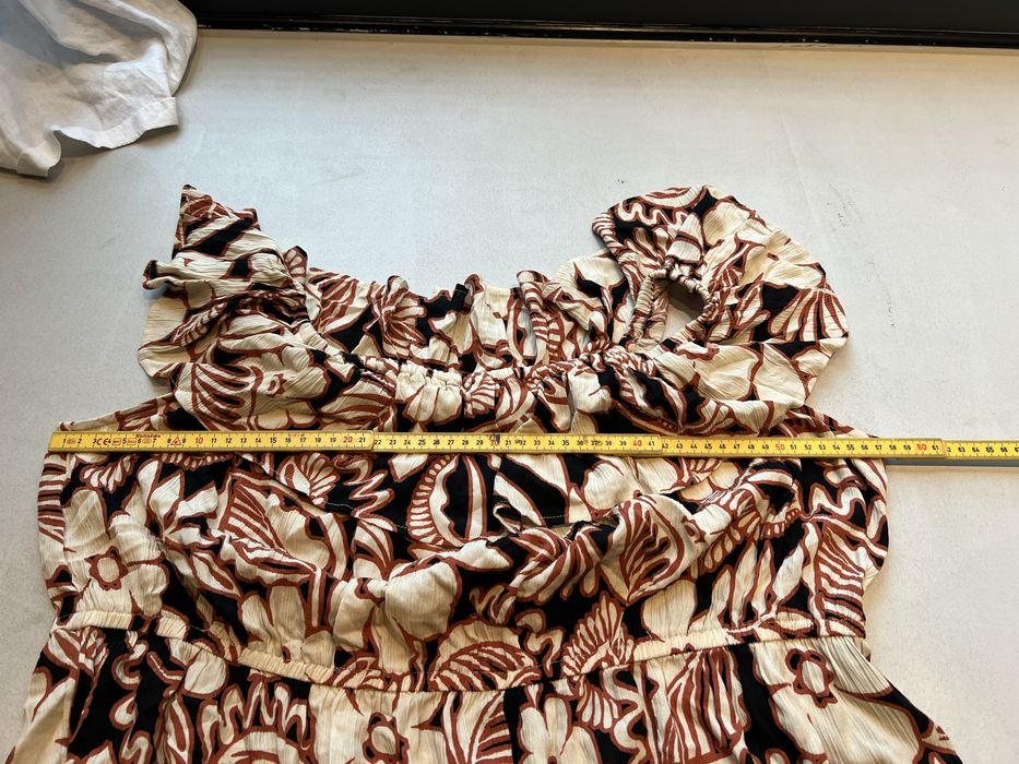 Długi/maxi kombinezon w kwiaty, szeroki, zwiewny, 5XL