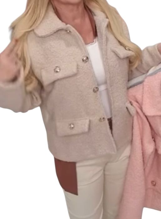 Piękny beżowy baranek na wiosnę rozmiar uniwersalny, nowy