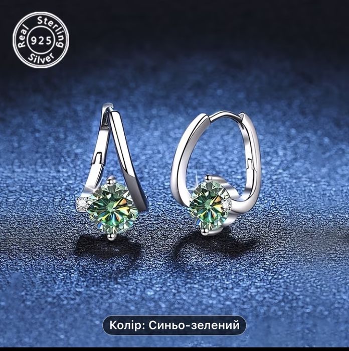 Серебрянные серьги 925 пробы с муассанитами