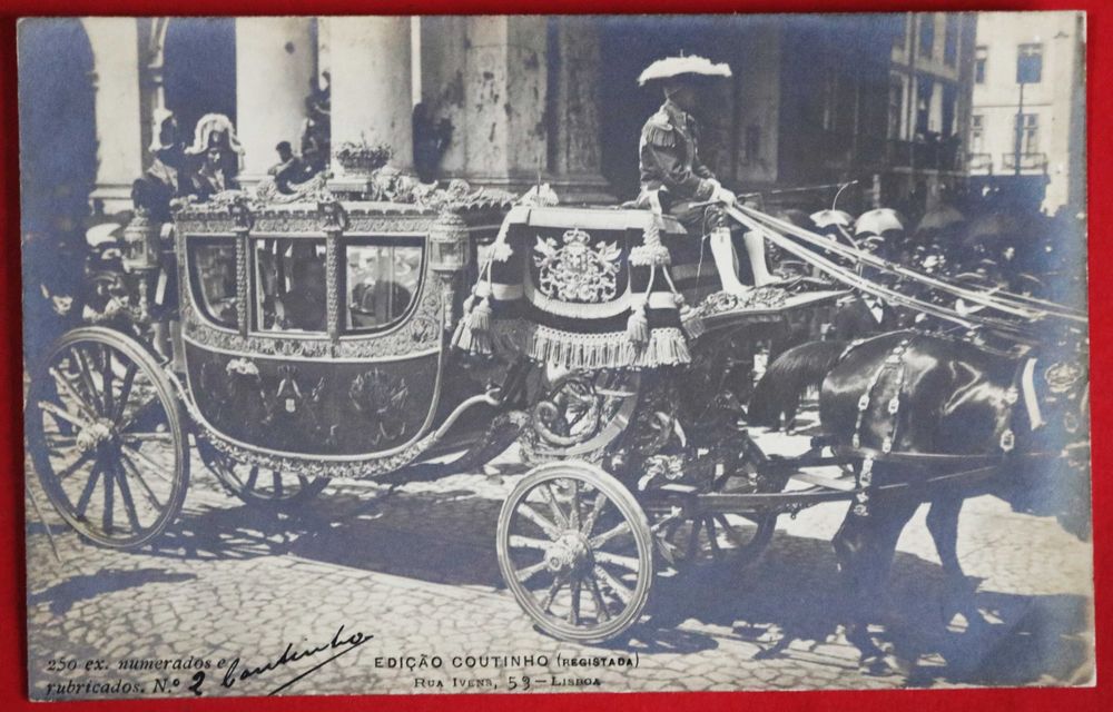 Eduardo VII em Portugal 1903 raro postal assinado pelo fotógrafo