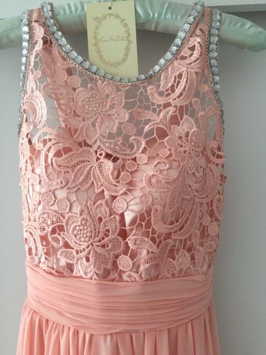 Suknia sukienka długa koronka S kryształki diamenty wesele Eva&Lola