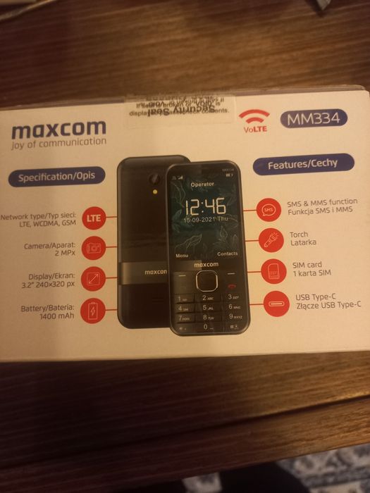 Telefon dla seniora, Maxcom MM334, jak nowy