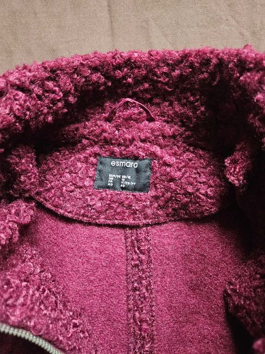 Ciepła bordowa bluza kurtka miś baranek Esmara M 38 teddy dłuższa