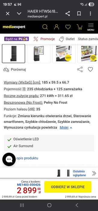 Lodówka HAIER no frost