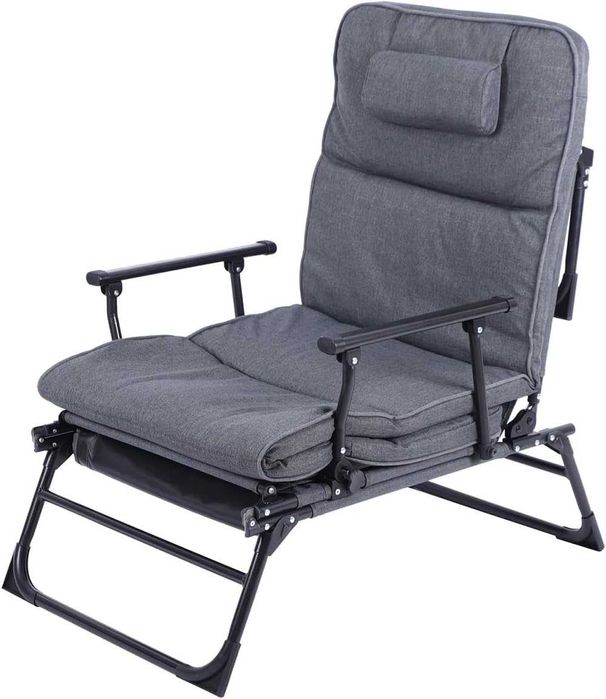 Leżanka ogrodowa 2 w 1 łóżko wypoczynkowe z poduszką krzesło leżak