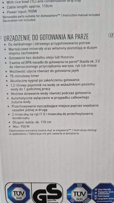 Parowar SilverCrest 950W nowy