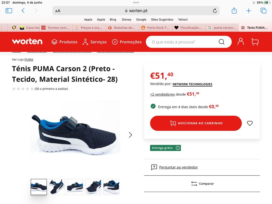 Sapatilhas Puma Carson 2V PS tamanho 34 NOVAS