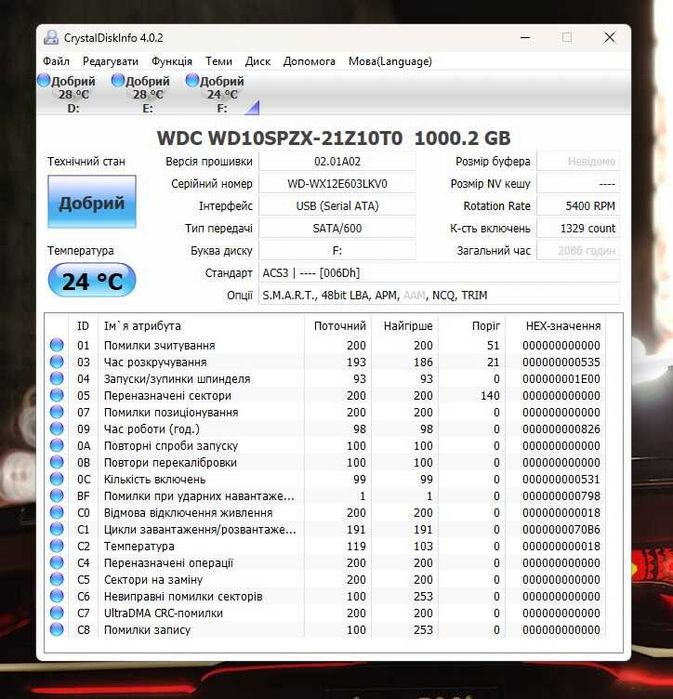 Жорсткий диск Western Digital 2.5 Blue 1Tb