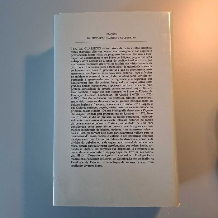 Livros “RIQUEZA DAS NAÇÕES” – volumes I e II de Adam Smith
