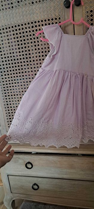 98 2-3 So cute haftowana krateczka fiolet sukienka