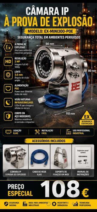 Câmera Anti Explosão 108€. Oportunidade