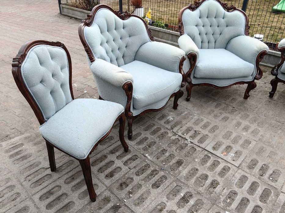 Zestaw wypoczynkowy sofa 3os+ 4x fotel +2x krzesło BAROK ANTYKI