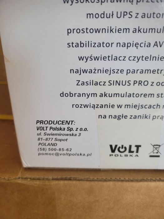 Гібридний ДБЖ/інвертор Volt Polska SINUS PRO 1000E 12V 220V (3SP091012E)