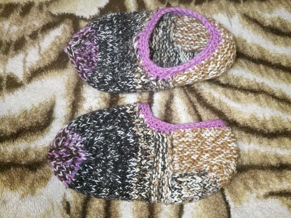 вязаные шерстяные чешки тапочки носки следки