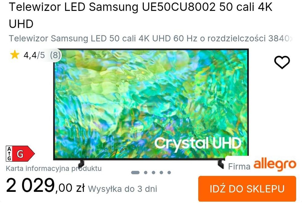 Samsung UE50CU8002KXXH 50xali