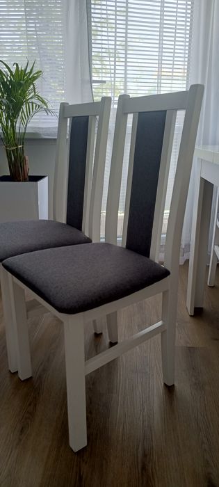 Krzesła drewniane biało/szare
