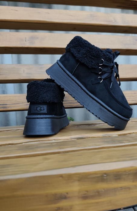 36-41 р чорні черевики чоботи угги жіночі теплі на товсті підошви ugg