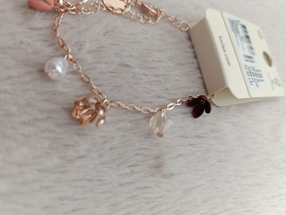 Bransoletka Lovisa kwiaty perełka rosegold