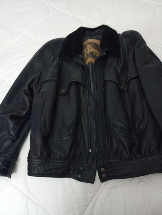 Casaco de couro preto homem