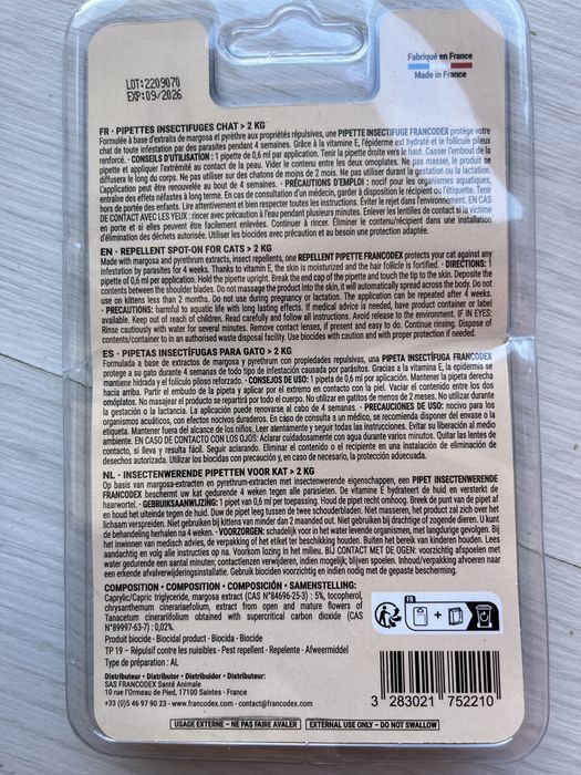 Pipetas antiparasitárias gatos