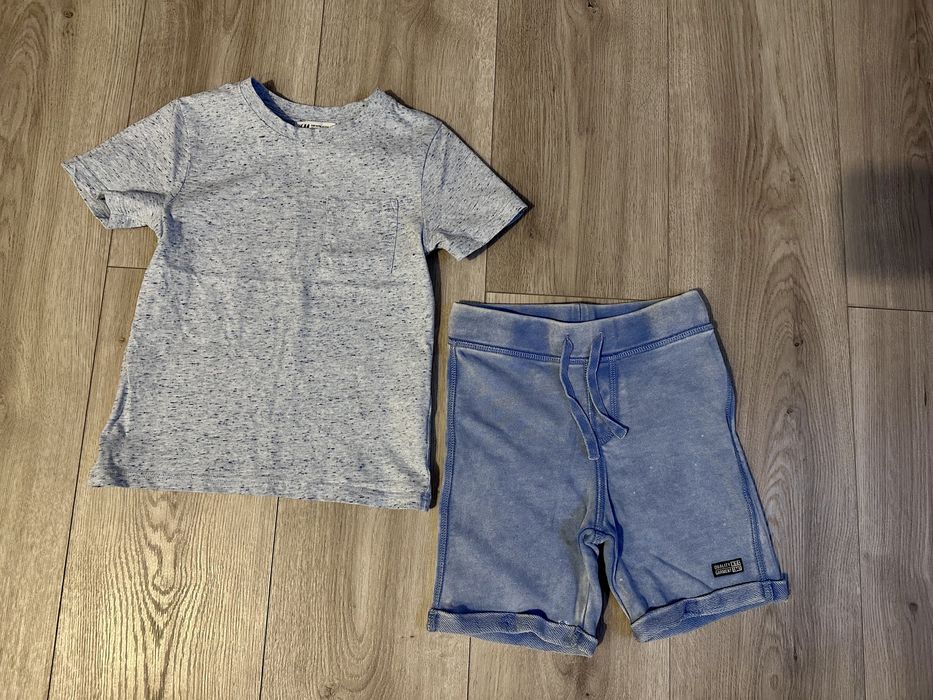 Komplet spodnie spodenki koszulka 110 h&m