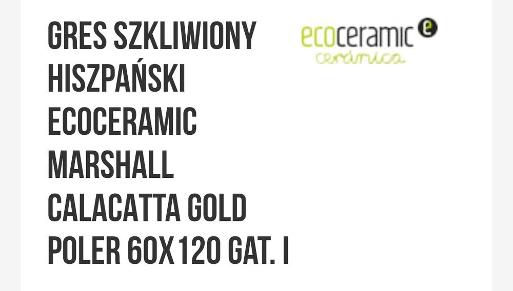 Ecoceramic MARSHALL CALACATTA GOLD mat 60x120 gat. I