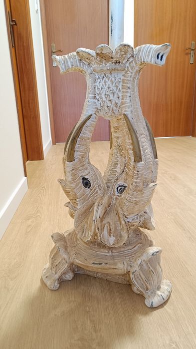 Cabideiro bengaleiro de pé branco vintage