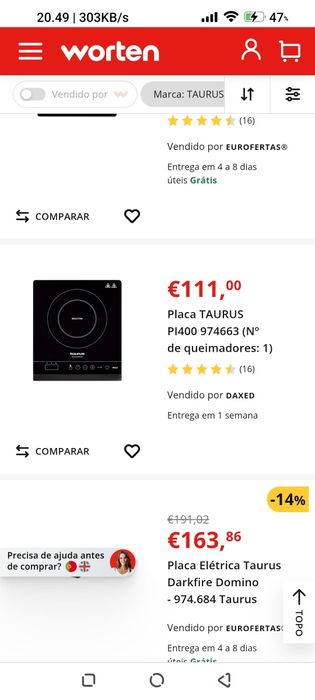 Placa indução portátil Taurus