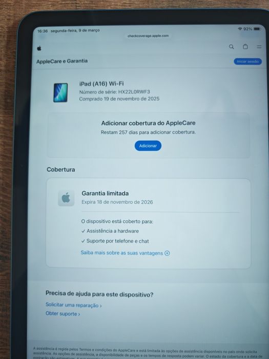 iPad 11" 128GB Azul Wifi, VENDIDO C/Garantia Aceito Retomas
